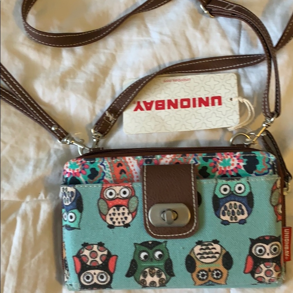 Union bay owl wristlet with strap.
